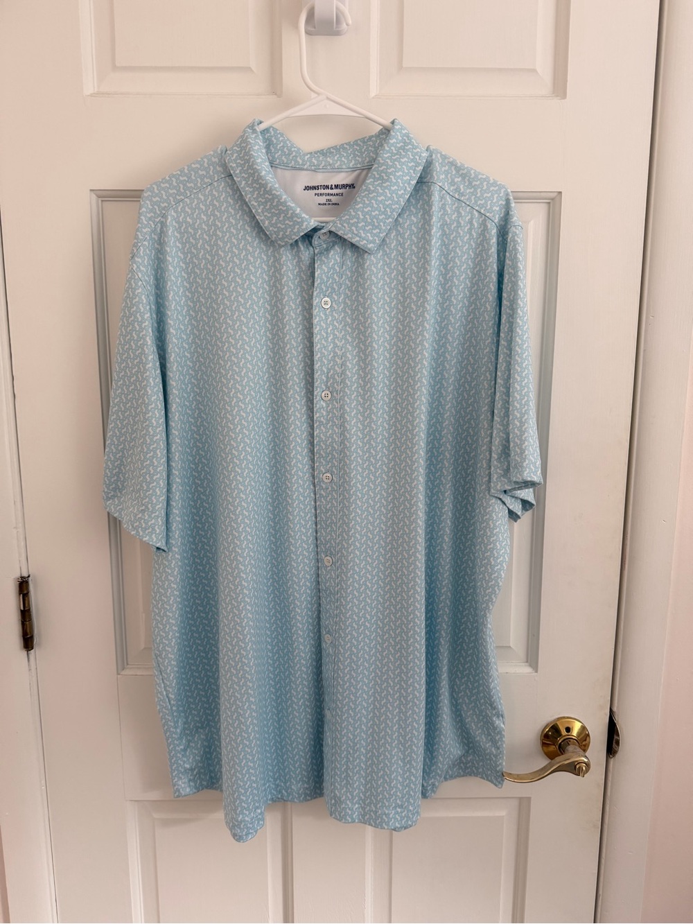 Johnston & Murphy Pale Blue Short Sleeve Button-Down Shirt